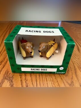 Wind-Up Dashound Racing Dogs Dressed as Hotdogs Toy Set (2 Dogs)